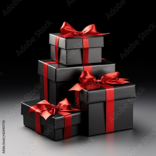 Black gift boxes isolated.