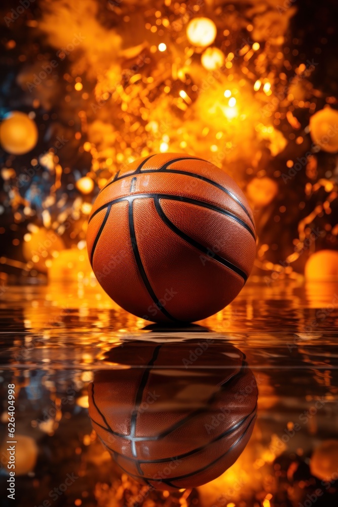 Basketball ball background with light.