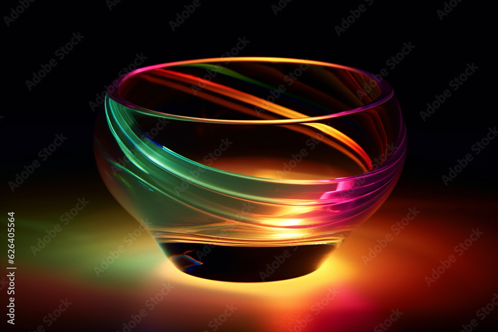 Radiant Bowl: A Symphony of Rainbow Lines, Generative AI Radiant Bowl: A Symphony of Rainbow Lines, Generative AI