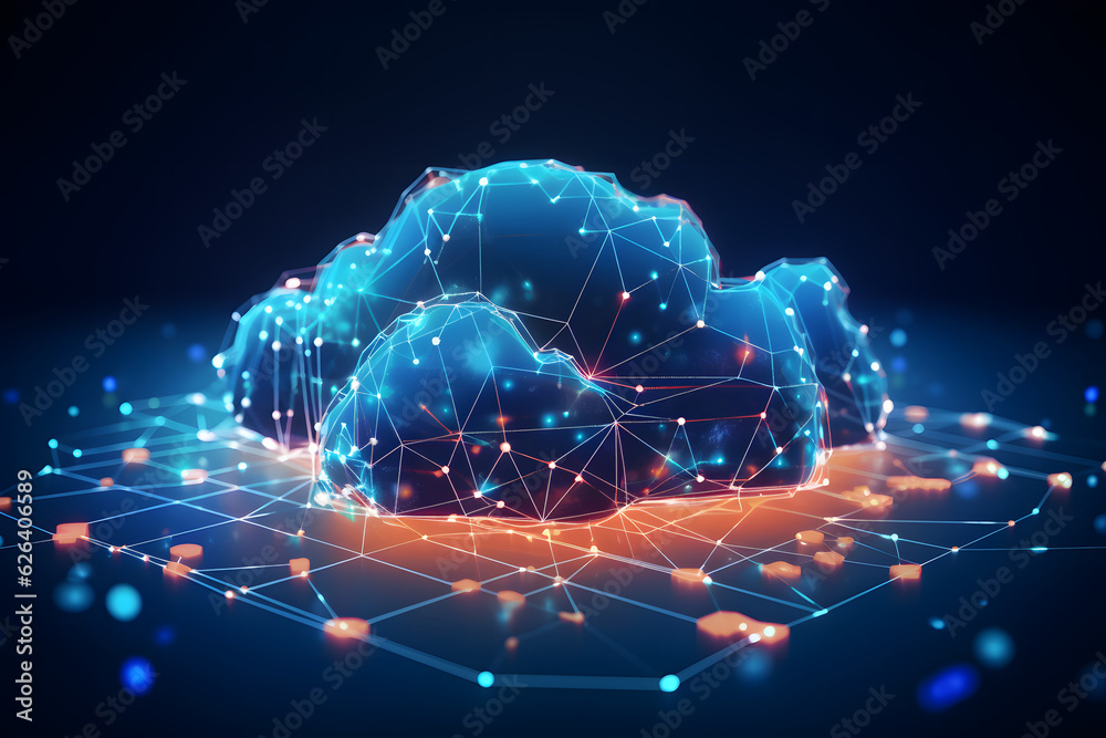 data transfer cloud computing technology concept. A large prominent ...