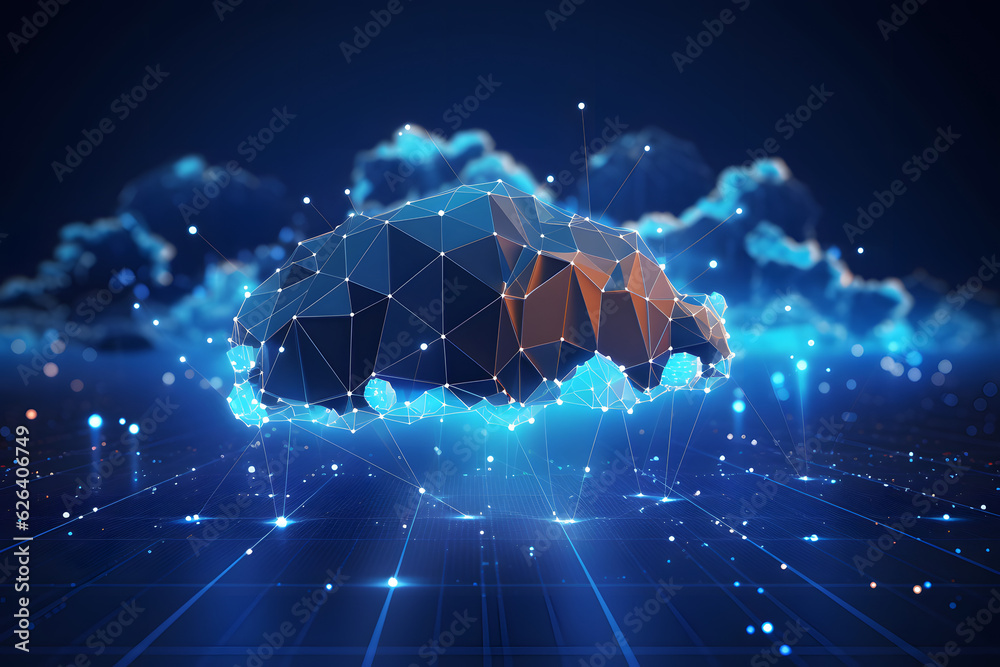 data transfer cloud computing technology concept. A large prominent ...