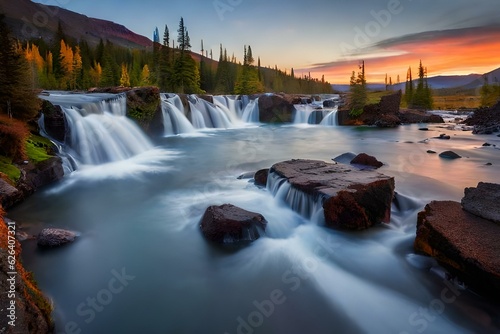 waterfall in autumn