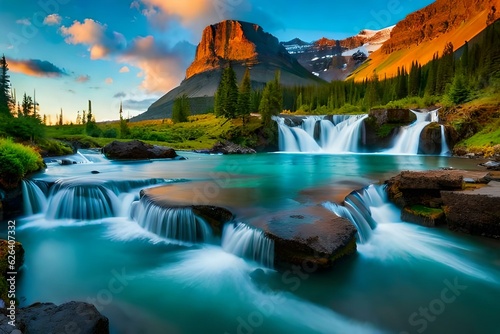 waterfall in the mountains