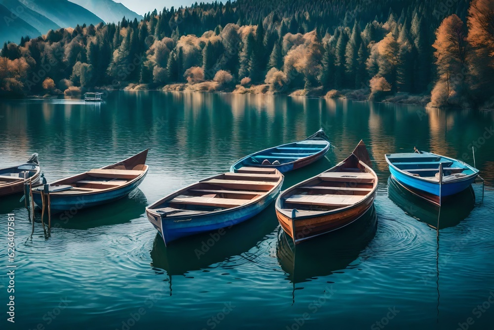 boats in the lake