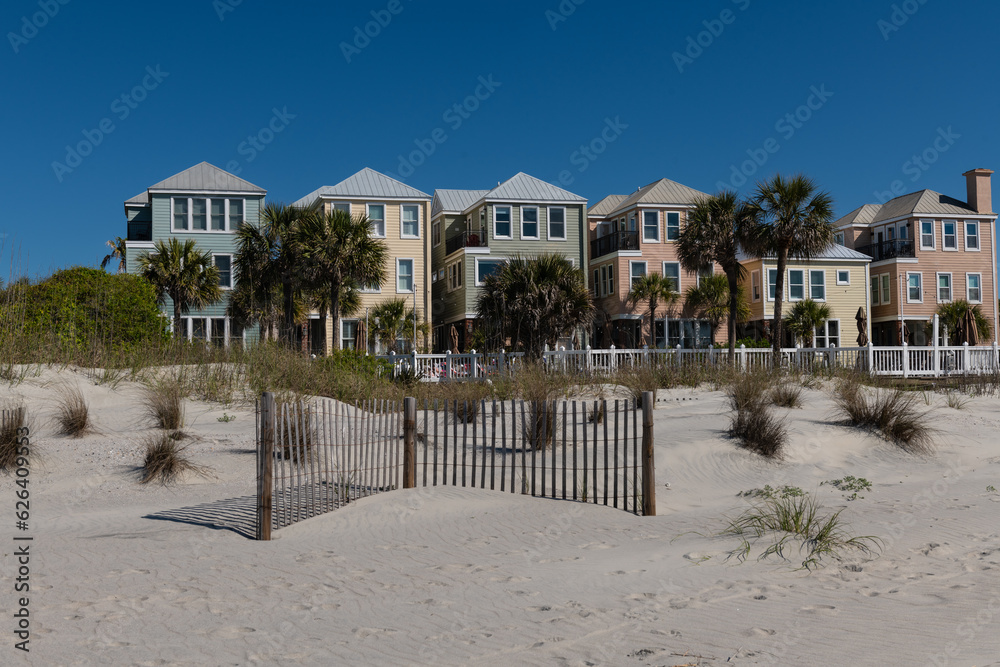 Naklejka premium Wild Dunes Resort, South Carolina, USA - April 10, 2023. Luxury ocean view vacation homes at Wild Dunes Resort, Isle of Palms, South Carolina.