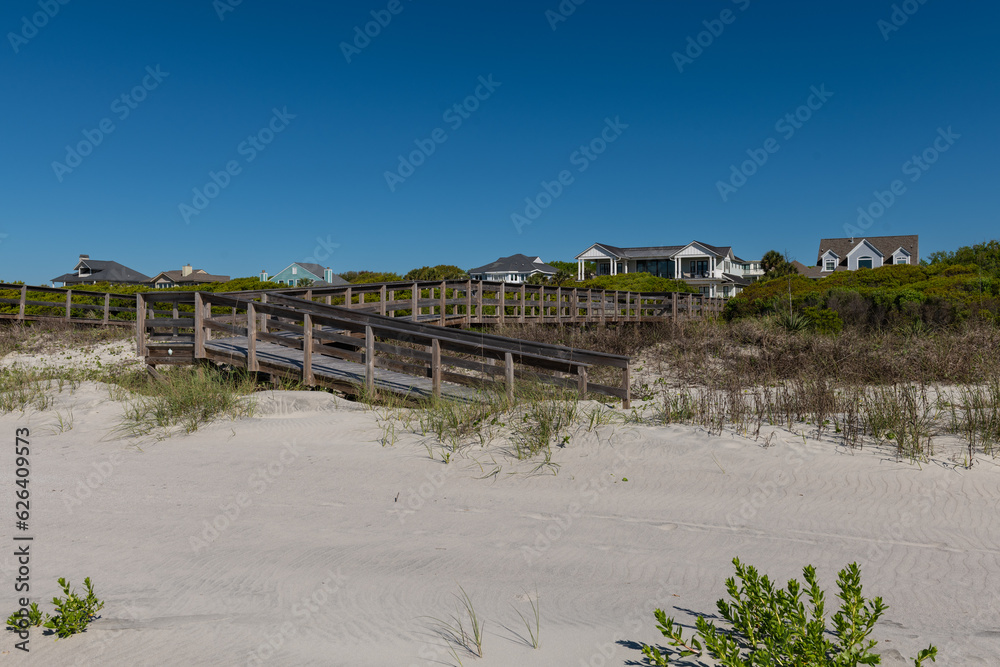 Wild Dunes Resort, South Carolina, USA - April 10, 2023. Ocean view luxury vacation homes at Wild Dunes Resort, Isle of Palms, South Carolina. Wild Dunes Resort, South Carolina, USA - April 10, 2023. Ocean view luxury vacation homes at Wild Dunes Resort, Isle of Palms, South Carolina.