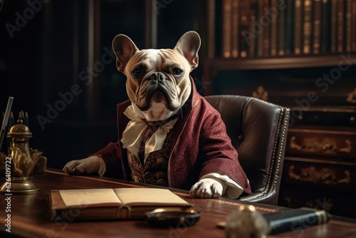 French bulldog in aristocratic suit