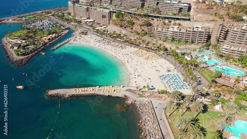 Aerial view of the Anfi del Mar beach and resort on Gran Canaria island, Spain. photo