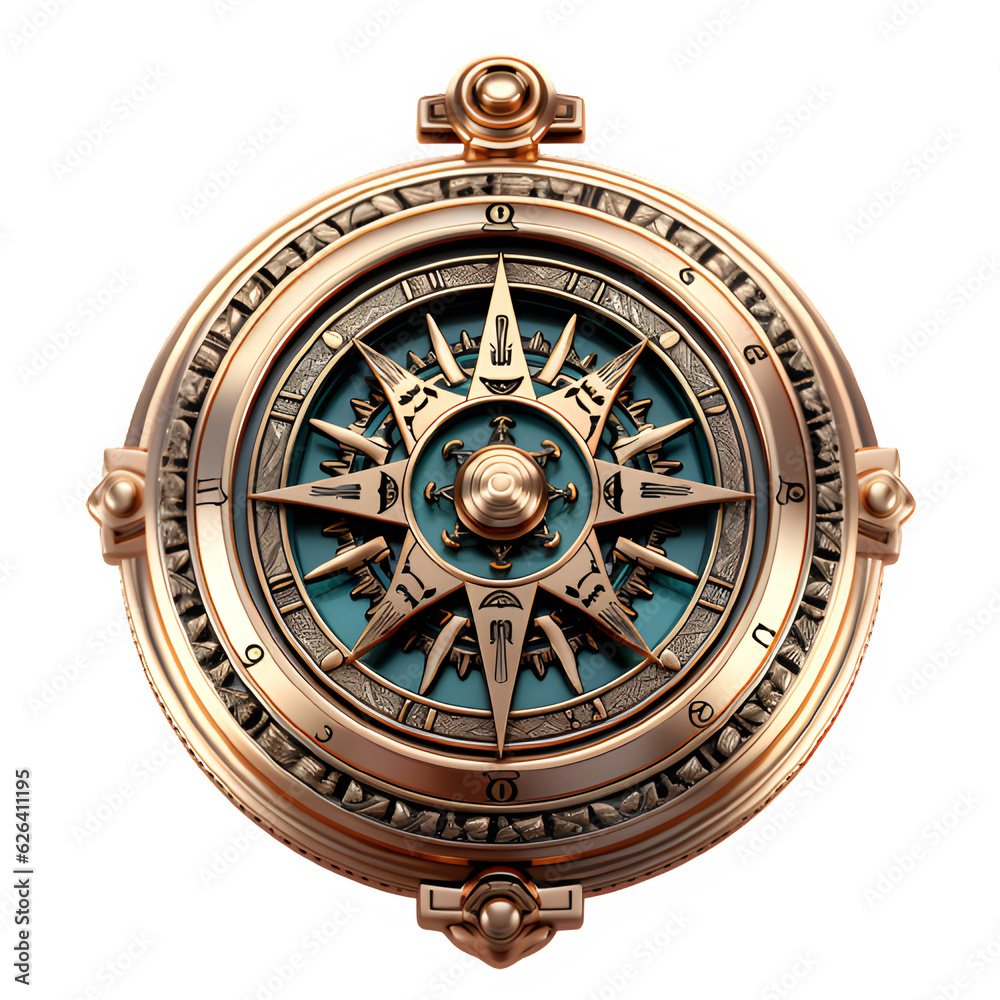 classic compass isolated on transparent background ,generative ai