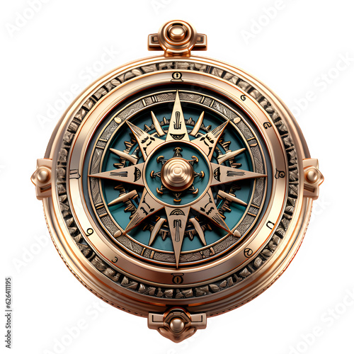 classic compass isolated on transparent background ,generative ai