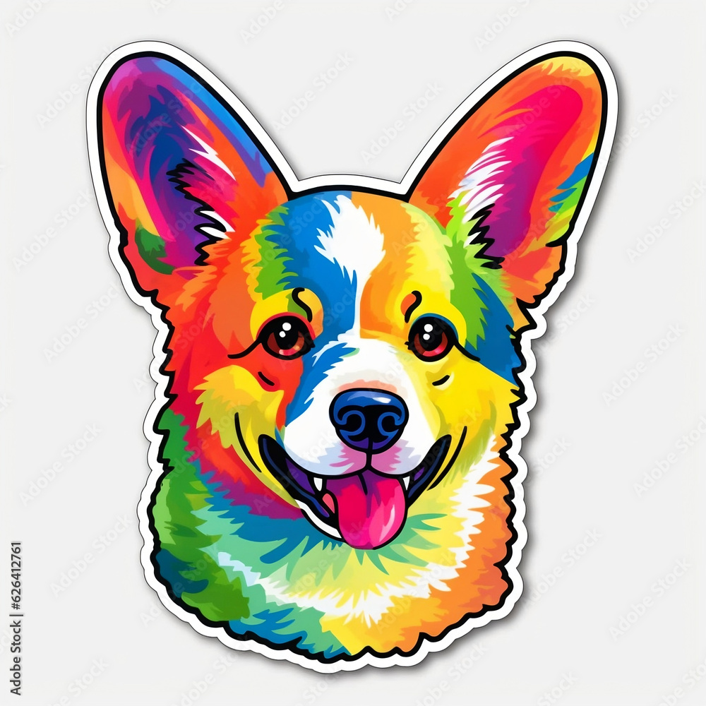 multicolour dog sticker 