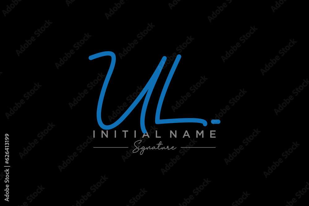 Fototapeta premium Initial UL signature logo template vector. Hand drawn Calligraphy lettering Vector illustration.