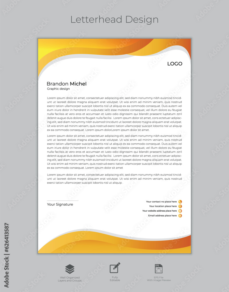 Vector Professional corporate letterhead design template. 