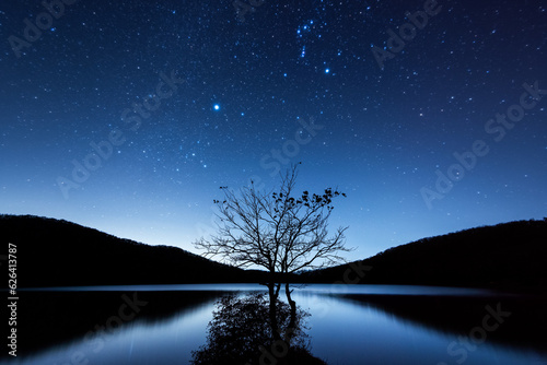 Fototapeta Naklejka Na Ścianę i Meble -  星空と湖　オリオン