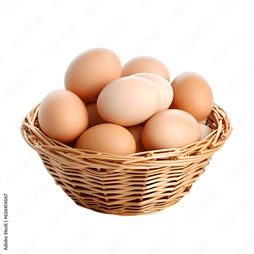 A basket with eggs isolated on transparent background A basket with eggs isolated on transparent background