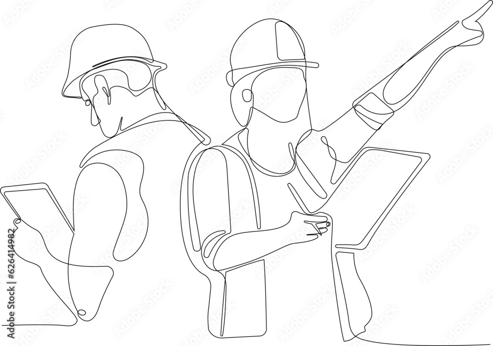 construction manager and engineer working on building site. Vector illustration construction manager and engineer working on building site. Vector illustration