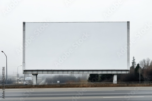 Eye-catching Blank Billboard Mockup on highway: Perfect for Advertising Campaigns, Empty Large Rectangle Board Template. Generative AI