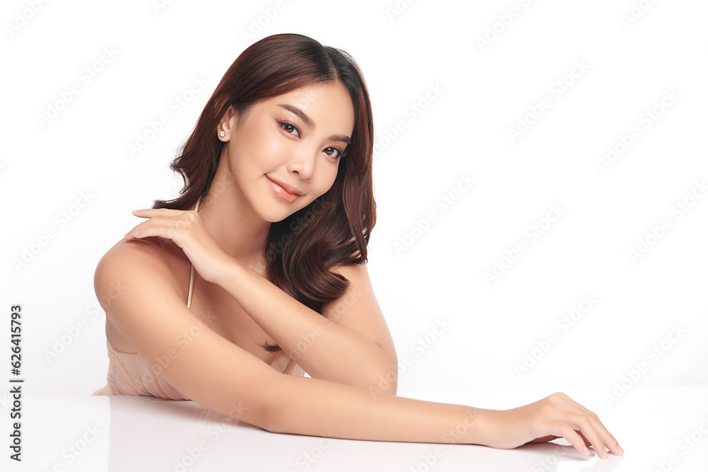 Beautiful young asian woman with clean fresh skin on white background, Face care, Facial treatment, Cosmetology, beauty and spa, Asian women portrait. Beautiful young asian woman with clean fresh skin on white background, Face care, Facial treatment, Cosmetology, beauty and spa, Asian women portrait.
