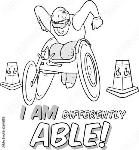 Athlete Man Disability Sports People Illustration Coloring Page