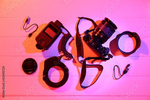 Set of modern photo equipme...