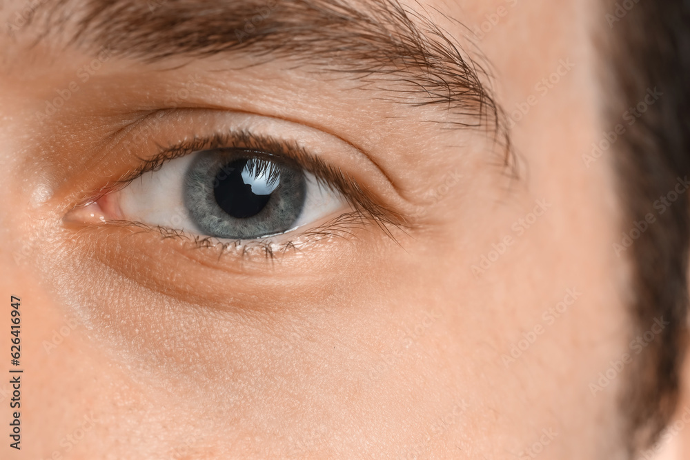 Fototapeta premium Young man with blue eyes, closeup