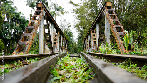 Antiga Ponte da estrada de ferro ligando a cidade de Morretes a Antonina, estado do Paraná, Brasil photo