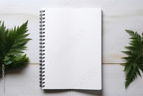 Blank White Spiral Ring Book Mockup, Empty White Book Template for Creative Design on Minimalist and Clean Background. Generative AI