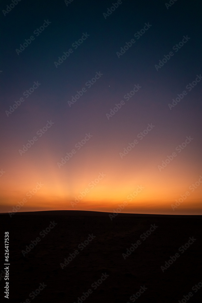 Desert Solitude: Vibrant Sunset in High Contrast