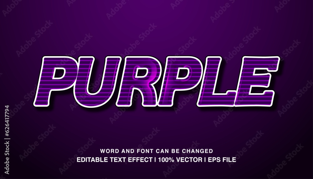 Purple editable text effect template, 3d bold cartoon style typeface, premium vector