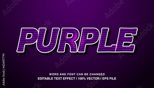 Purple editable text effect template  3d bold cartoon style typeface  premium vector