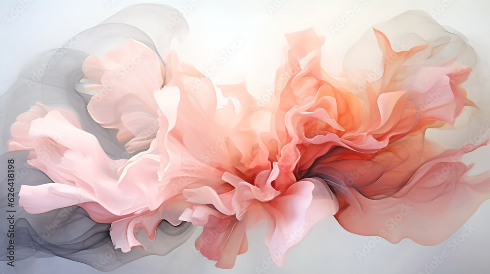 Abstract Pink and Peach Colored Ink Cloud on White Background for Weddings, Salons, Spas - Generative