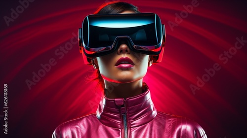 Woman wearing virtual reality headset goggles  © Trisha