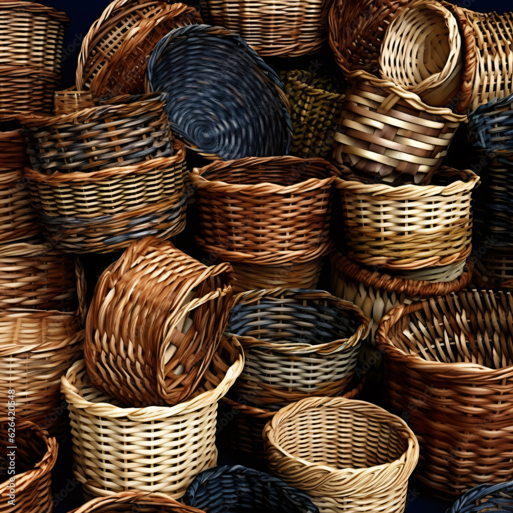 wicker baskets on the table