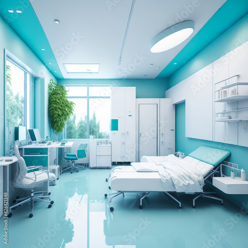 Interior design and layout of a modern future medical center in a hospital clinic