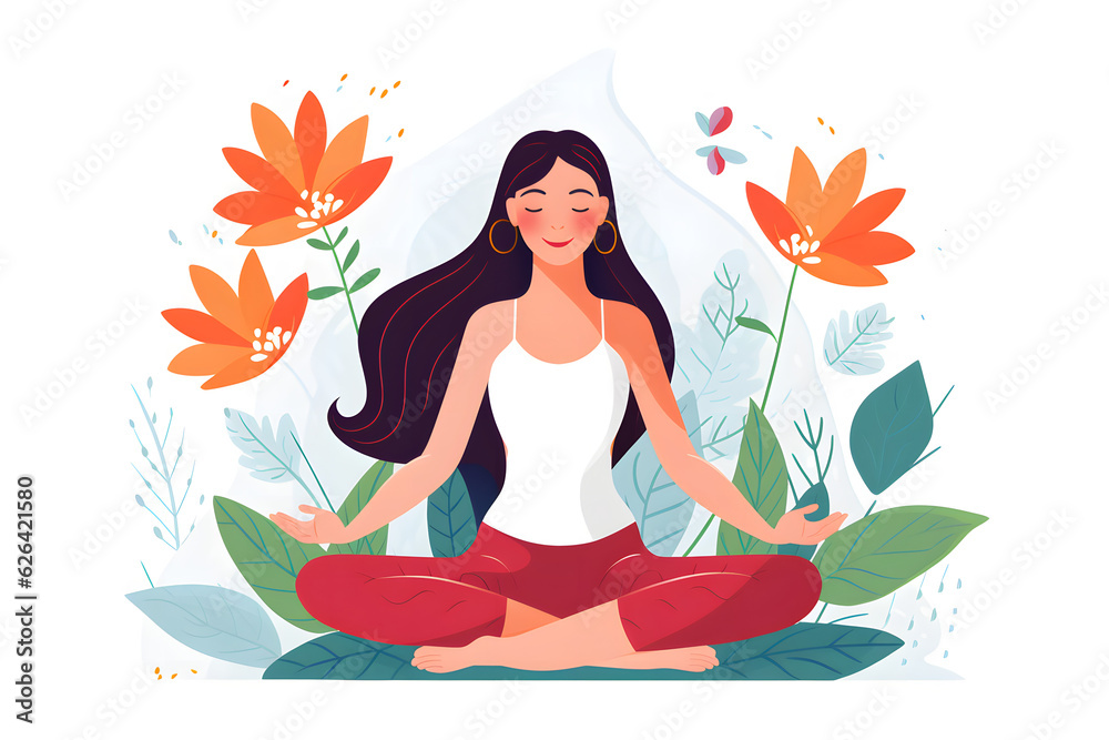 a woman sitting in a yoga position on top of a plant