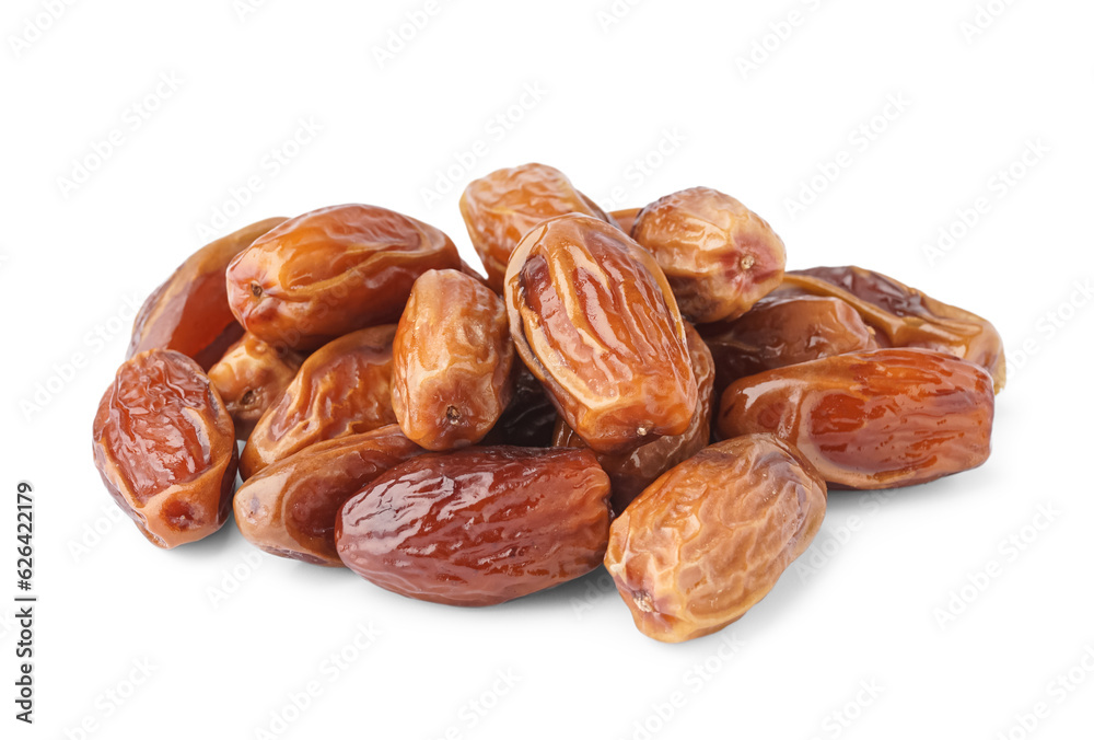 Heap of dried dates on white background Heap of dried dates on white background