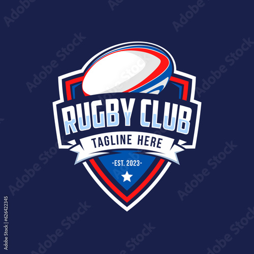 Rugby logo design vector template, rugby club emblem, badge
