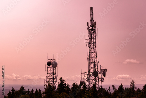 Microwave and communications towers - atop Mount Ascutney, Vermont, U.S.A. photo