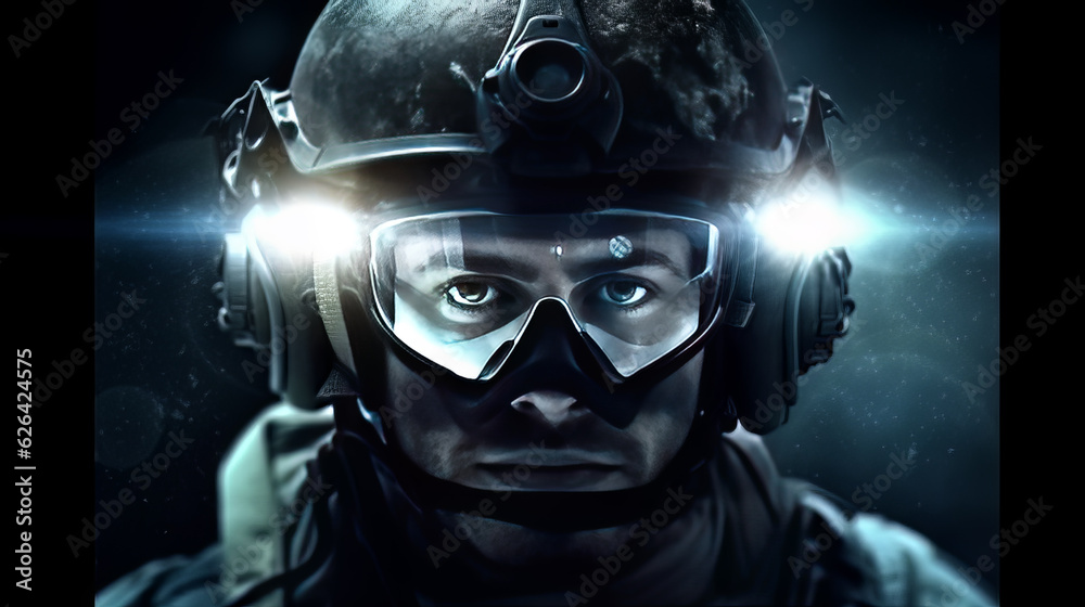 Night Vision A Futuristic Special Forces Operative on a Stealth Mission AI Generated Night Vision A Futuristic Special Forces Operative on a Stealth Mission AI Generated