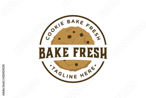 Cookie logo design vintage vector illustration fit for cookie bakery, food business brand