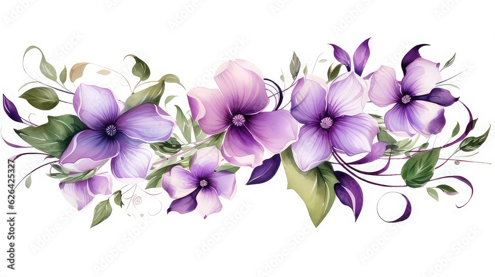 Obraz premium Flower watercolor purple ornament for wedding template