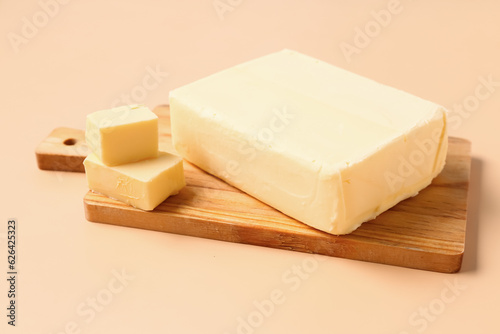 Wooden board with fresh but...