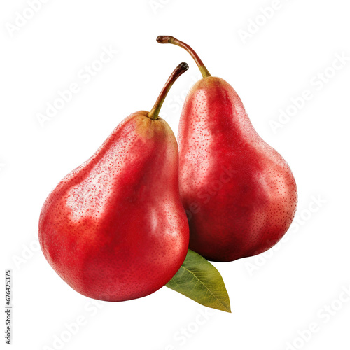 Red Pears on transparent background Remove png created with Generative AI, Clipping Path