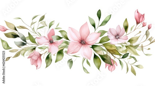 Flower watercolor pink painting ornament for wedding decoration template