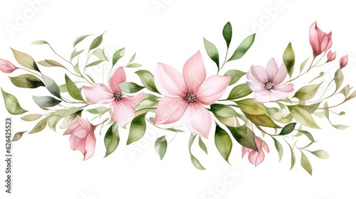 Flower watercolor pink painting ornament for wedding decoration template