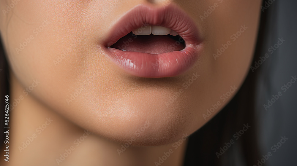 話す女性の口元 話す女性の口元