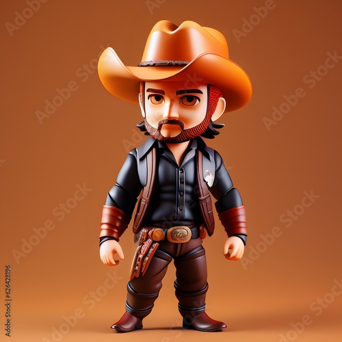 3d cute cowboy chibi figure Created by using generative AI