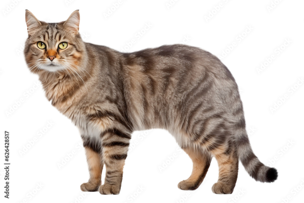 Obraz premium Standing cat looking cat on a transparent background. Generative AI