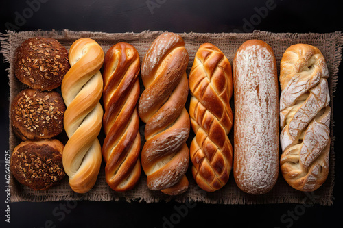 bread bakery, lot of bread prepare to move on in the shelf, generative ai
