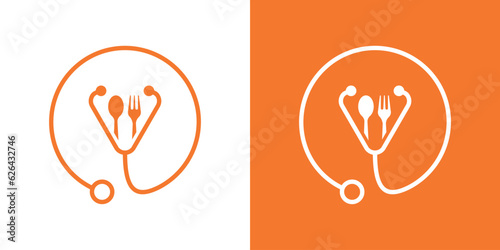 medical food logo design. This design uses a stethoscope and spoon symbol